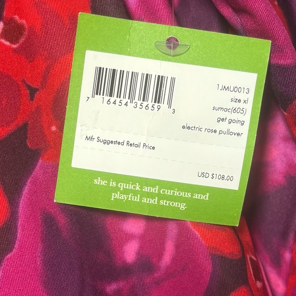 kate spade Floral Long Sleeve Top - Red and Pink NWT - Picture 6 of 12
